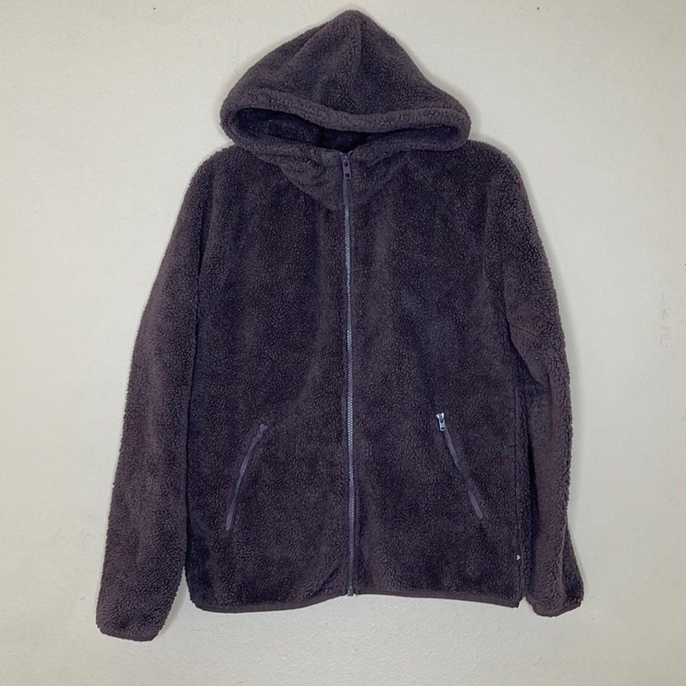 Aritzia TNA Deep Purple Fuzzy Teddy Full Zip Hooded JackeSize XS